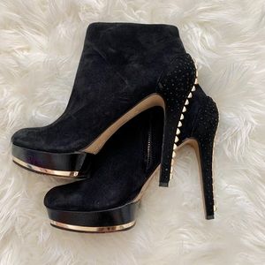 Jessica Simpson Suede gold studded black booties